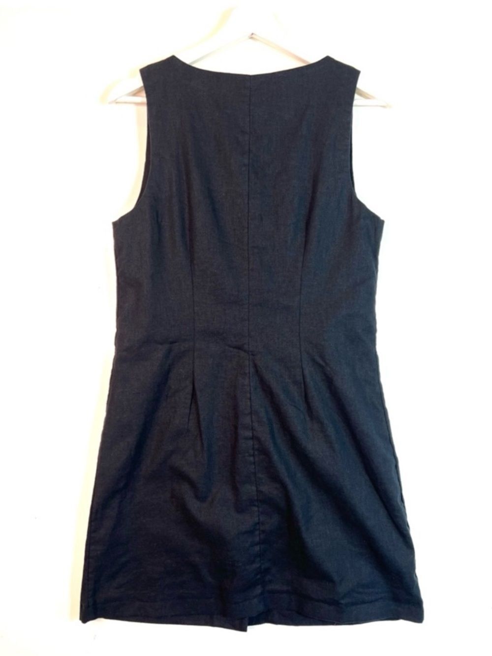 NWT Abercrombie & Fitch Black Linen Sleeveless Mini Button Up Dress XXS T Tall - Picture 8 of 9